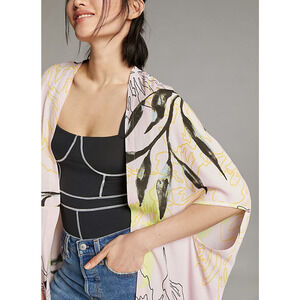 Anthropologie 'Marielle' Pink Kimono Size OS